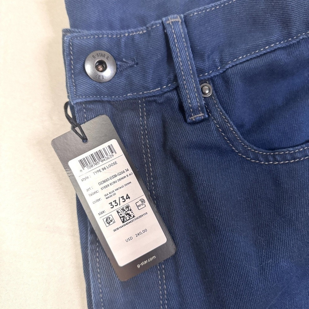 G-Star Raw Men's Type 96 Loose Jeans 33x34 Sea Blue Vintage Denim NWT - Picture 5 of 7